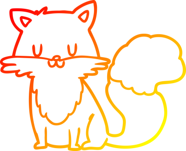 Bir insan tarafından çizilmiş bir tilkinin sıcak çizgi çizimi