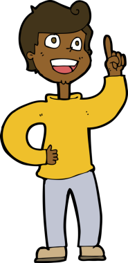 Bir insan tarafından çizilmiş harika bir fikri olan çizgi film çocuğu.