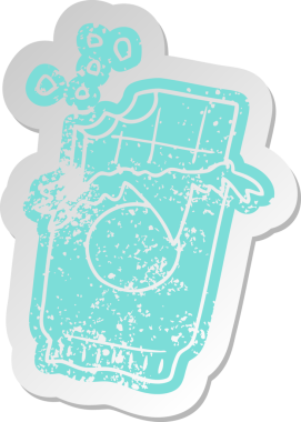 Bir insan tarafından çizilmiş bir çikolata kalıbının sıkıntılı eski çizgi film çıkartması.