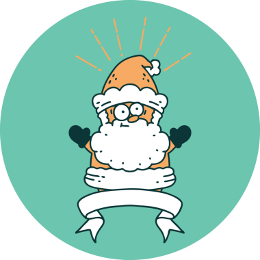 Bir insan tarafından çizilmiş dövme stili Noel Baba karakterinin simgesi