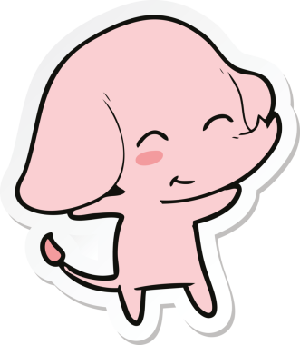 Bir insan tarafından çizilmiş şirin bir fil çıkartması.