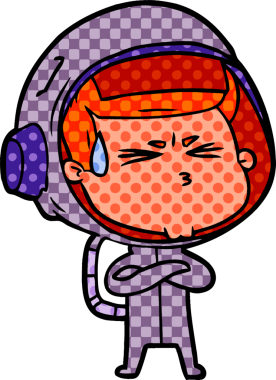 Çizgi film bir insan tarafından çizilmiş astronot.