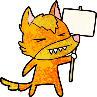 Bir insan tarafından çizilmiş protestolu çizgi film karakteri.