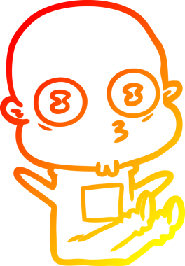 Bir insan tarafından çizilmiş garip kel bir uzay adamının sıcak çizgi çizimi