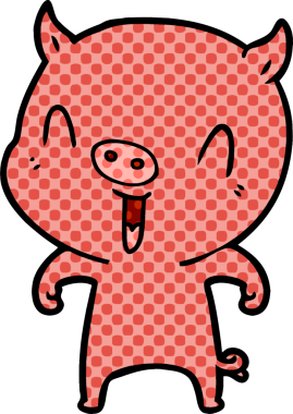 Bir insan tarafından çizilmiş mutlu çizgi film domuzu.