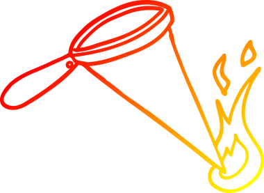 Bir çizgi filmin sıcak çizgi çizimi bir insan tarafından çizilmiş büyüteç.