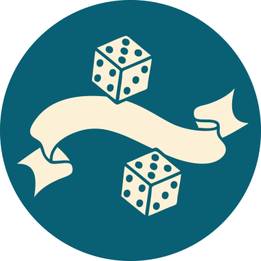 bir insan tarafından çizilmiş bir zarın pankartıyla dövme biçimi simgesi