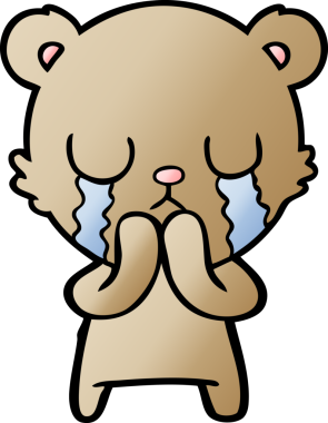 Bir insan tarafından çizilmiş ağlayan çizgi film ayısı.