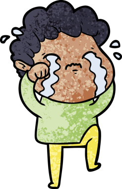 Bir insan tarafından çizilmiş ağlayan çizgi film adamı.