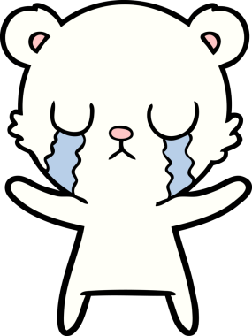 Bir insan tarafından çizilmiş üzgün küçük kutup ayısı çizgi filmi.