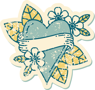 Bir insan tarafından çizilmiş kalp ve bayrağın sembolik depresif dövme şekli