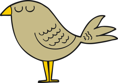 Bir insan tarafından çizilmiş çizgi film kuşu.