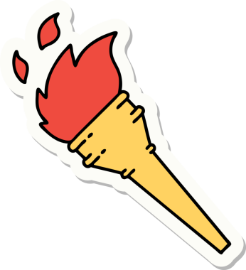 Bir insan tarafından çizilmiş geleneksel bir meşale stili dövme çıkartması.