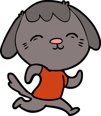 Bir insan tarafından çizilmiş mutlu bir çizgi film köpeği.