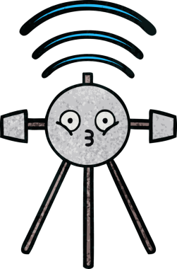 Bir insan tarafından çizilmiş bir uydunun retro grunge desen karikatürü