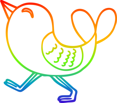 gökkuşağı gradyan çizgi çizimi bir insan tarafından çizilmiş kırmızı kuş