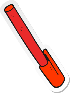 Bir insan tarafından çizilmiş bir karikatür kalemi etiketi.