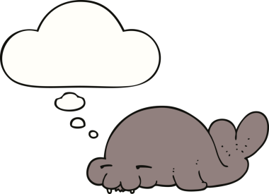 Bir insan tarafından çizilmiş düşünce baloncuklu karikatür mührü