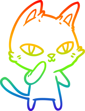 Gökkuşağı gradyan çizgi çizimi Bir insan tarafından çizilen çizgi film kedisi