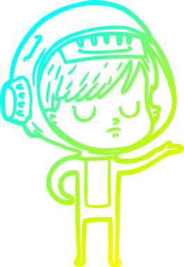 Bir insan tarafından çizilmiş soğuk gradyan çizgili astronot kadın çizimi.