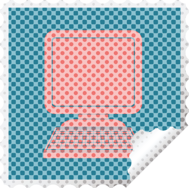 bilgisayar simgesi kare soyarak bir insan tarafından çizilmiş vektör illüstrasyonu