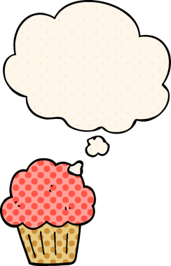 Çizgi roman tarzında bir insan tarafından çizilmiş düşünce baloncuklu çizgi film keki.