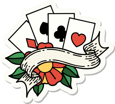 Geleneksel kart stili ve bir insan tarafından çizilmiş dövme çıkartması.