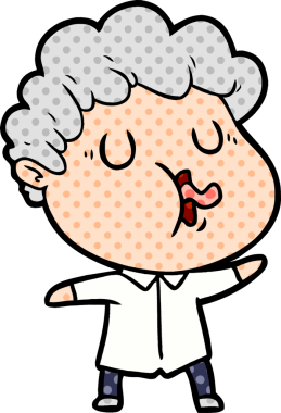 Bir insan tarafından çizilmiş bir karikatür adam.