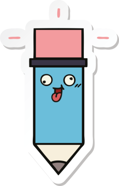 Bir insan tarafından çizilmiş şirin bir karikatür kalemi çıkartması.