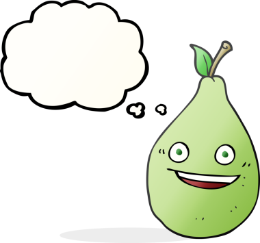 Bir insan tarafından çizilmiş serbest çizim balon karikatür armudu.