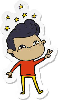 Bir insan tarafından çizilmiş heyecanlı bir adamın çıkartması.