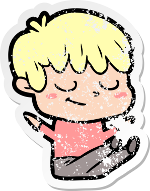 Bir insan tarafından çizilmiş mutlu bir çocuğun sıkıntılı çıkartması.