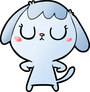 Bir insan tarafından çizilmiş şirin bir çizgi film köpeği.