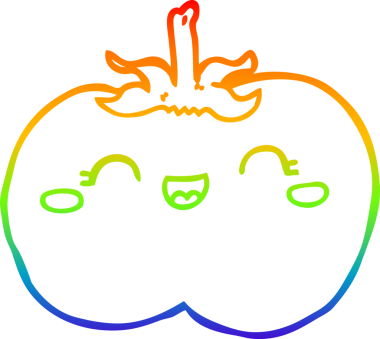 gökkuşağı gradyanı bir insan tarafından çizilmiş bir domates çizgi çizimi