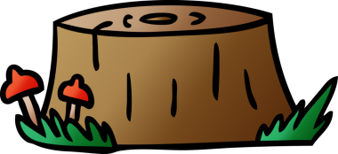 Bir insan tarafından çizilmiş ağaç kütüğünün gradyan karikatürü.