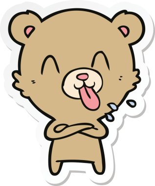 Bir insan tarafından çizilmiş kaba bir çizgi film ayısının çıkartması.