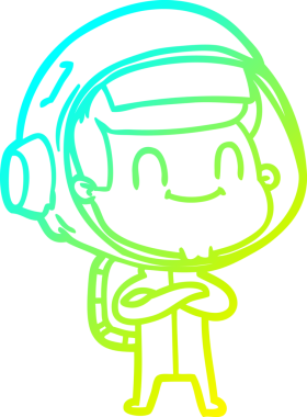 Bir insan tarafından çizilmiş mutlu bir astronotun soğuk gradyan çizimi.