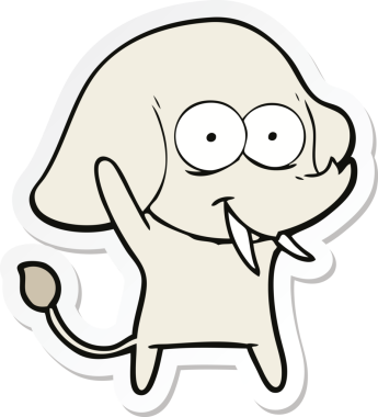 Bir insan tarafından çizilmiş mutlu bir filin çıkartması.