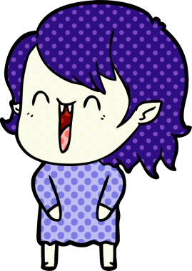 Bir insan tarafından çizilmiş mutlu vampir kız çizgi filmi.