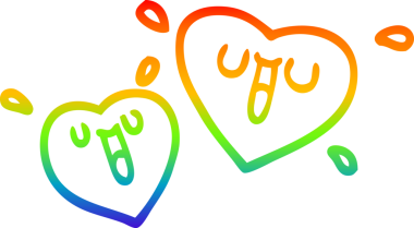 gökkuşağı gradyanı çizimi bir insan tarafından çizilmiş mutlu bir karikatür kalbi.