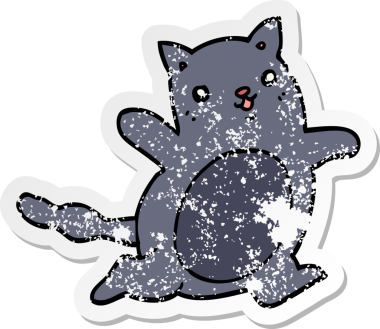 Bir insan tarafından çizilmiş karikatür bir kedinin sıkıntılı çıkartması.