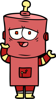 Bir insan tarafından çizilmiş çizgi film robotu