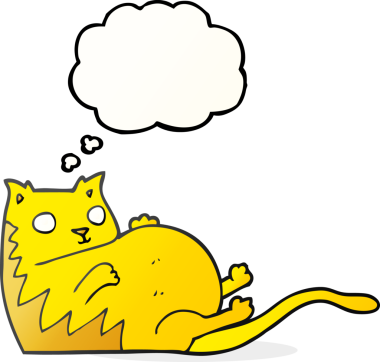 Bir insan tarafından çizilmiş serbest çizim balon karikatür şişman kedi