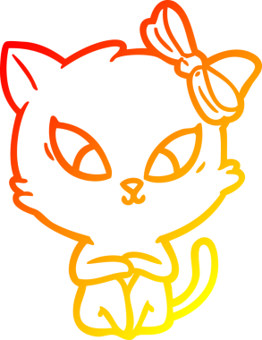 Bir insan tarafından çizilmiş çizgi film kedisinin sıcak çizgi çizimi