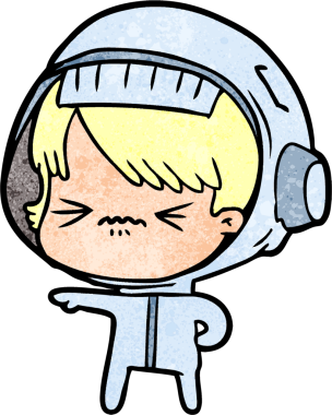 Bir insan tarafından çizilmiş kızgın uzay kızı.