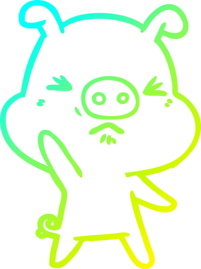 Bir insan tarafından çizilmiş kızgın bir domuzun soğuk çizgi çizimi.