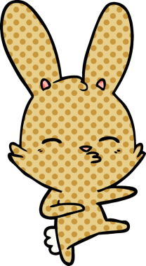 Bir insan tarafından çizilmiş meraklı tavşan çizgi filmi.