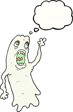 Bir insan tarafından çizilmiş serbest çizim baloncuk çizgi film hayaleti.