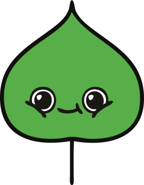 Bir insan tarafından çizilmiş dışavurumsal yaprağın sevimli karikatürü.