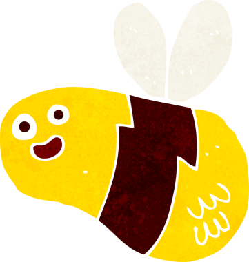 Bir insan tarafından çizilmiş çizgi film arısı.